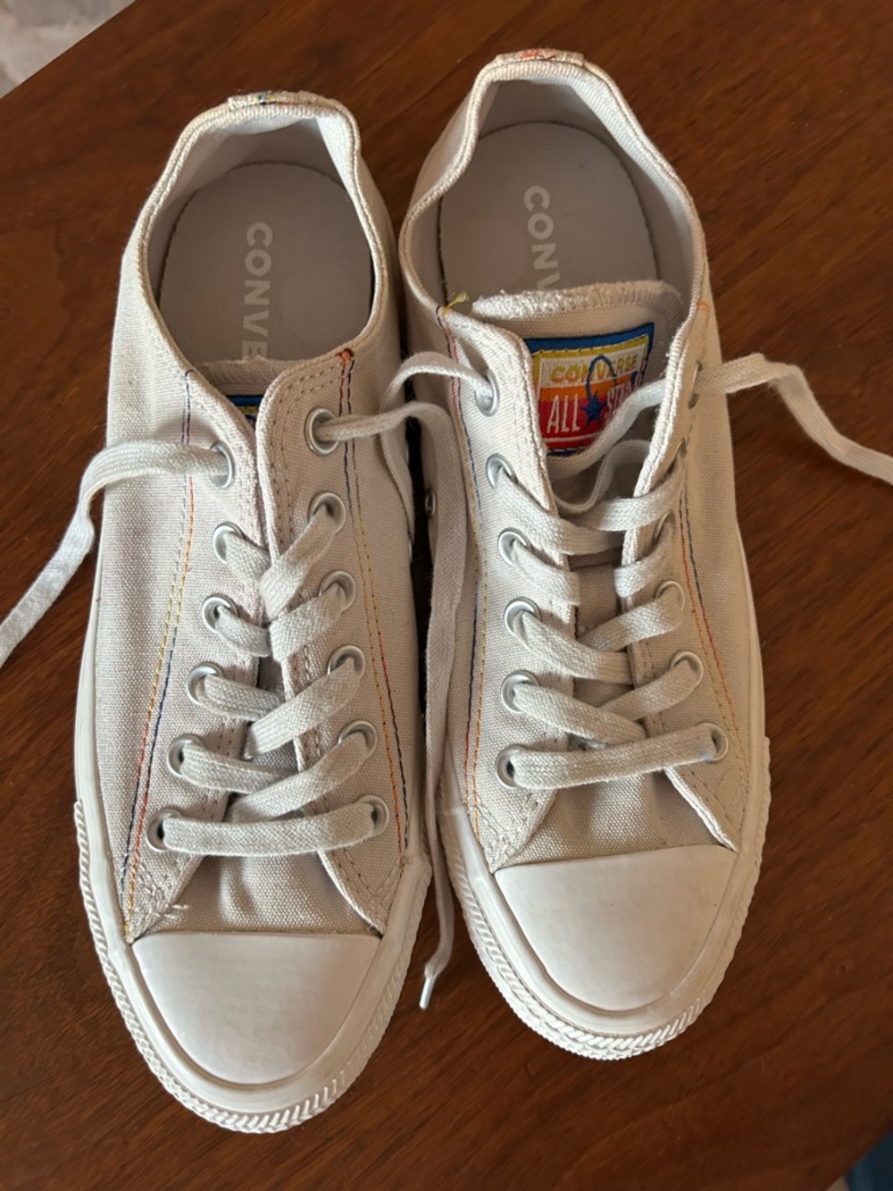 Converse Low-Top Canvas Sneakers - Off-White with Beige Trim
